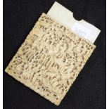 Chinese 19th century carved ivory part card case