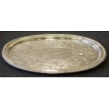 Very large oval silver plate tray