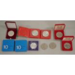 Ten Singapore silver coins