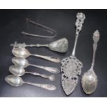 Collection six various silver spoons
