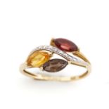 Multi gemstone and 9ct yellow gold ring