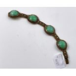 Chinese jade & silver gilt bracelet