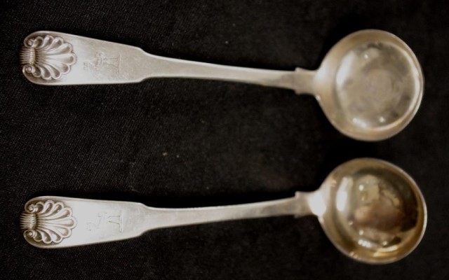 Pair of Scottish sterling silver sauce ladles - Image 3 of 6