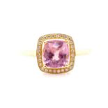 Pink Spinel and diamond halo ring