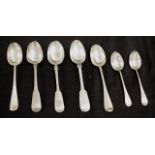 Collection various early sterling silver teaspoons