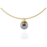 Tahitian pearl and diamond set pendant and Omega