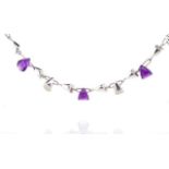 Amethyst and 18ct white gold necklace