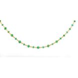 18ct yellow gold and emerald beaded necklace