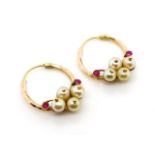 Pearl set rose gold hoop earrings
