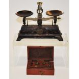 Antique Japanese cast metal balance scales