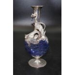 Early art glass & silver plate vase