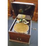 Vintage wood cased HMV phonograph