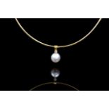 South Sea pearl, 18ct yellow gold and omega chain