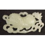 Chinese carved jade box wood dog pendant