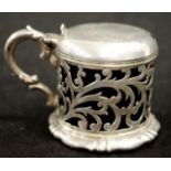 Victorian sterling silver pierced mustard pot
