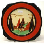 Clarice Cliff "Fantasque Tree & House" plate