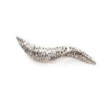Brutualist 18ct white gold brooch