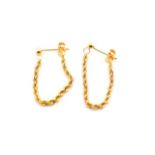 9ct rose gold rope twist chain earrings