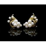 14ct yellow gold and pearl ear clips by Mikimoto