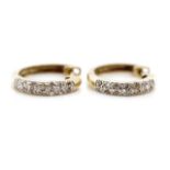 9ct yellow gold and diamond sleeper hoop earrings