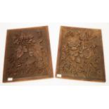 Two Antique carved timber panels