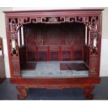 Chinese carved wood bed