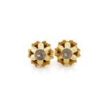 18ct yellow gold and white gemstone stud