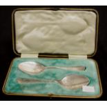 Cased set of Victorian silver plate jam spoons