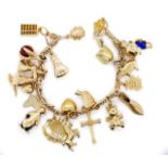 9ct rose and yellow gold charm bracelet