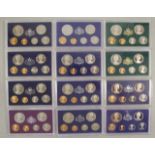 Twelve Australian proof coin year sets