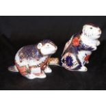 Two Royal Crown Derby "Beaver" paperweights