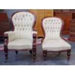 Victorian grandfather chair & grandmother chair
