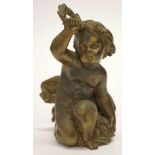 Antique gilt bronze of a boy holding a wreath