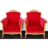 Two Bergeres Louis XV style arm chairs