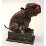 Reproduction 'Bull Dog Bank' iron money box