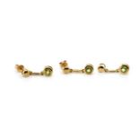Peridot set 9ct yellow gold earrings and pendant