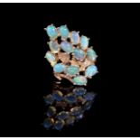 Opal set silver gilt ring