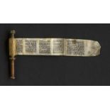 Megillah Esther: Handspindelrolle mit Hebräischer Handschrift auf PergamentMegillah Esther.