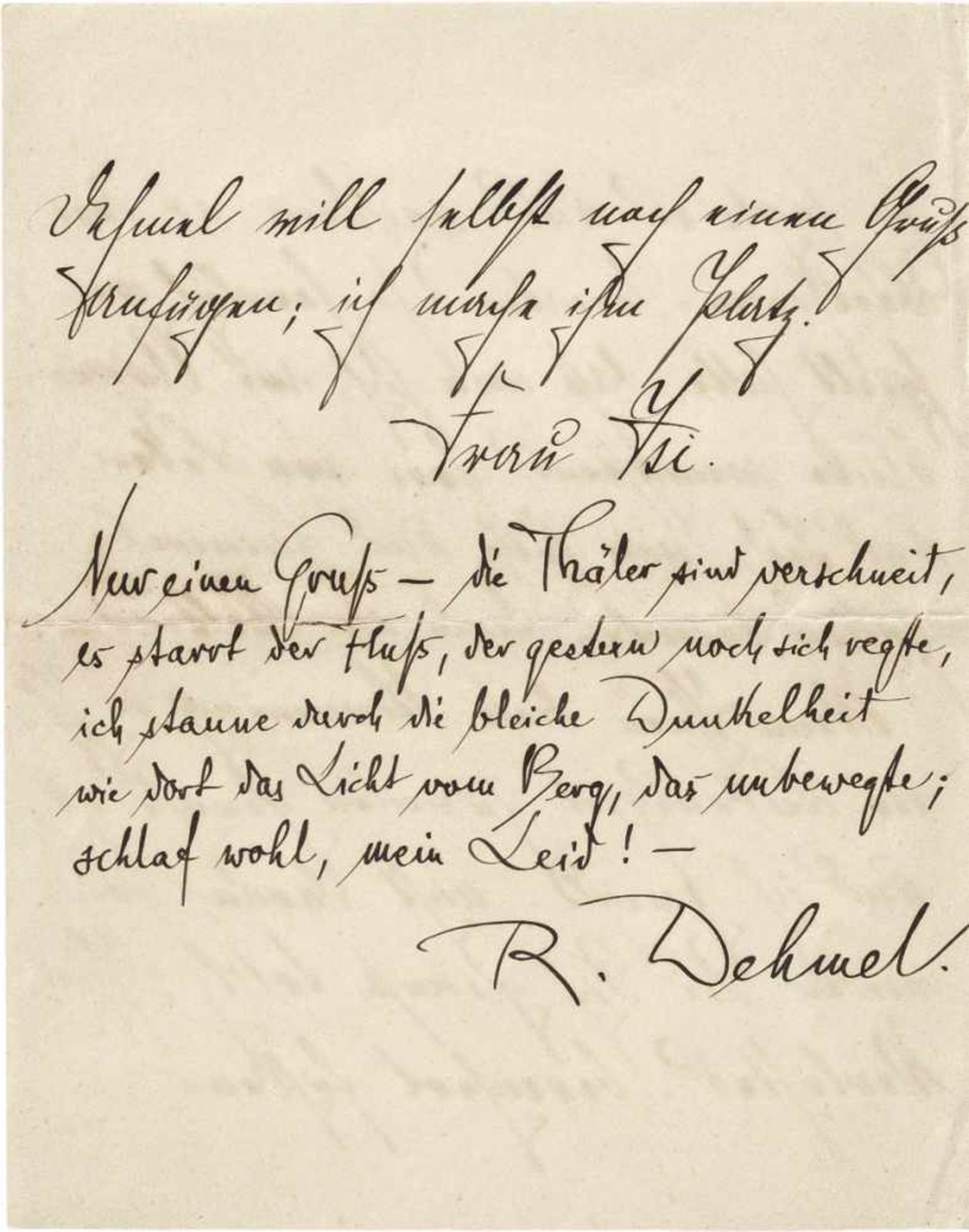 Dehmel, Richard: Gedicht in einem Brief von Ida Dehmel- (Dehmel, Richard). Eigh. Gedichtmanuskript
