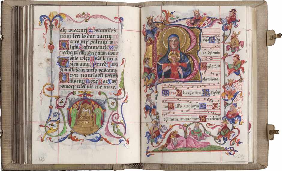 Horae polscae Beatae Mariae Virginis: Polnische Stundenbuchhandschrift auf Pergament, reich - Image 6 of 8