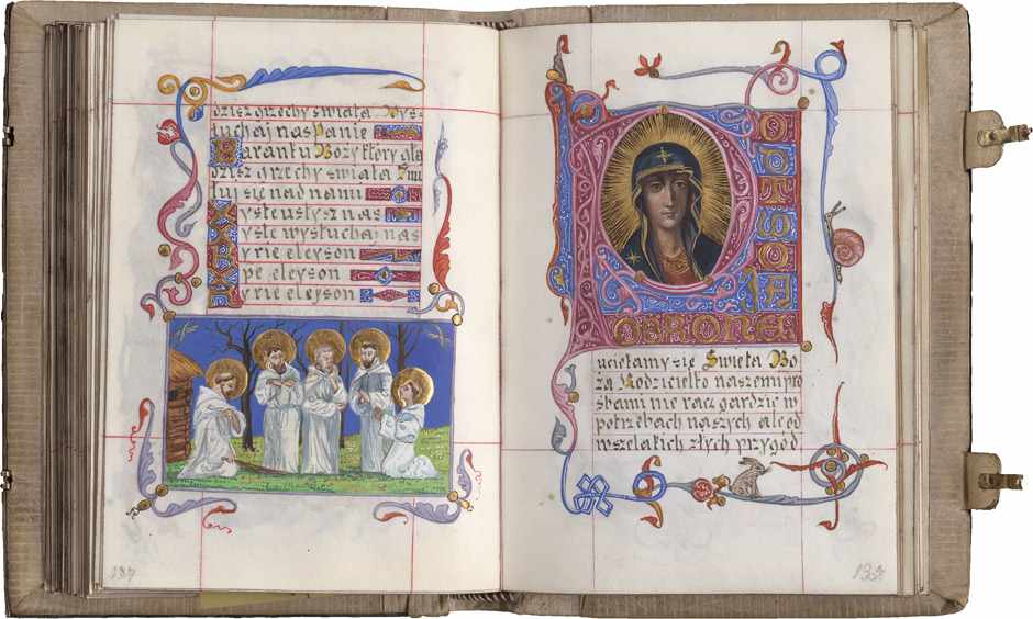 Horae polscae Beatae Mariae Virginis: Polnische Stundenbuchhandschrift auf Pergament, reich - Image 5 of 8