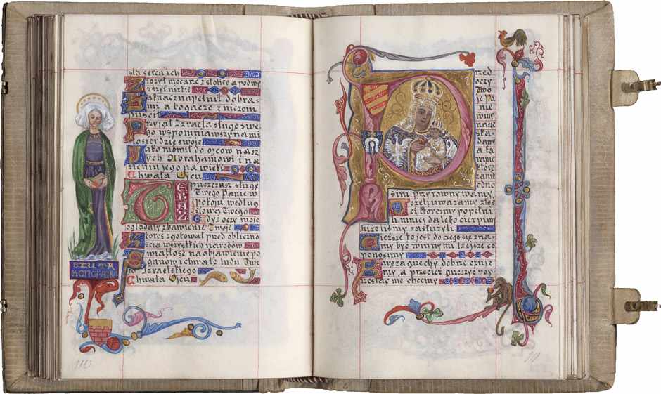 Horae polscae Beatae Mariae Virginis: Polnische Stundenbuchhandschrift auf Pergament, reich - Image 3 of 8