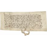 Kaufbrief 1392 aus der Altmark: Niederdeutsche Pergament-UrkundeAltmark. - Kaufbrief. Niederdeutsche