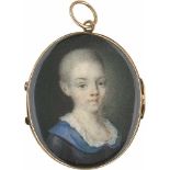 Französisch: um 1780/1785. Bildnis eines kleinen Jungen in lila Gewand mit blauem Kragen und
