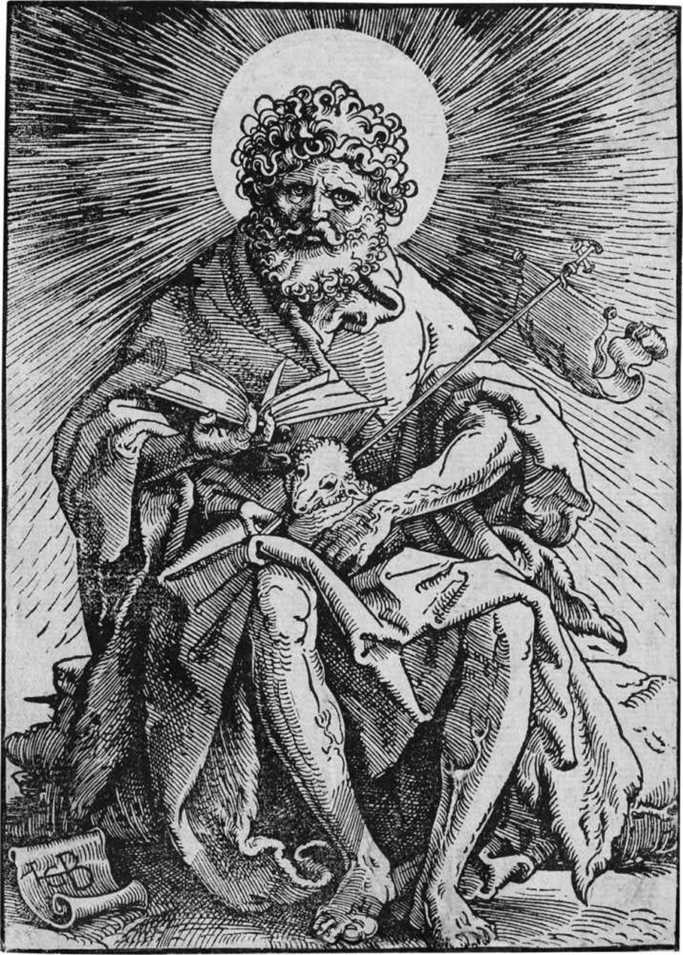 Baldung, Hans: Johannes der Täufer mit dem LammJohannes der Täufer mit dem Lamm. Holzschnitt. 19,9 x