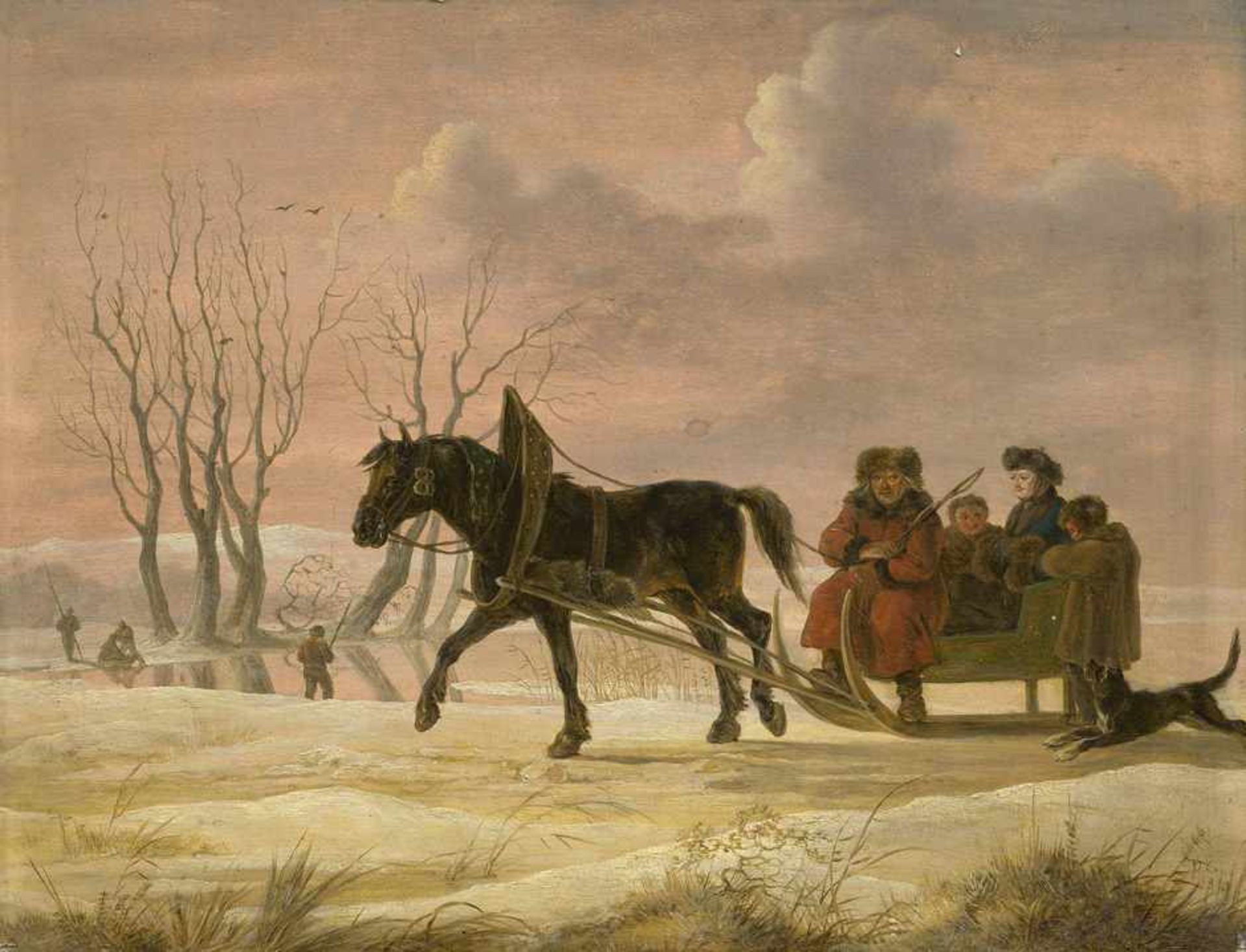 Gebauer, Christian David: Winterlandschaft mit PferdeschlittenWinterlandschaft mit