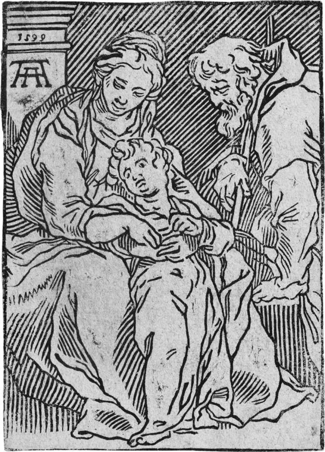 Andreani, Andrea: Die Heilige FamilieDie Heilige Familie. Holzschnitt. 19,3 x 13,6 cm. 1599. Nicht