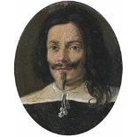 Spanisch: um 1610. Bildnis eines Mannes mit Spitzbart und langen dunklen Haarenum 1610. Bildnis