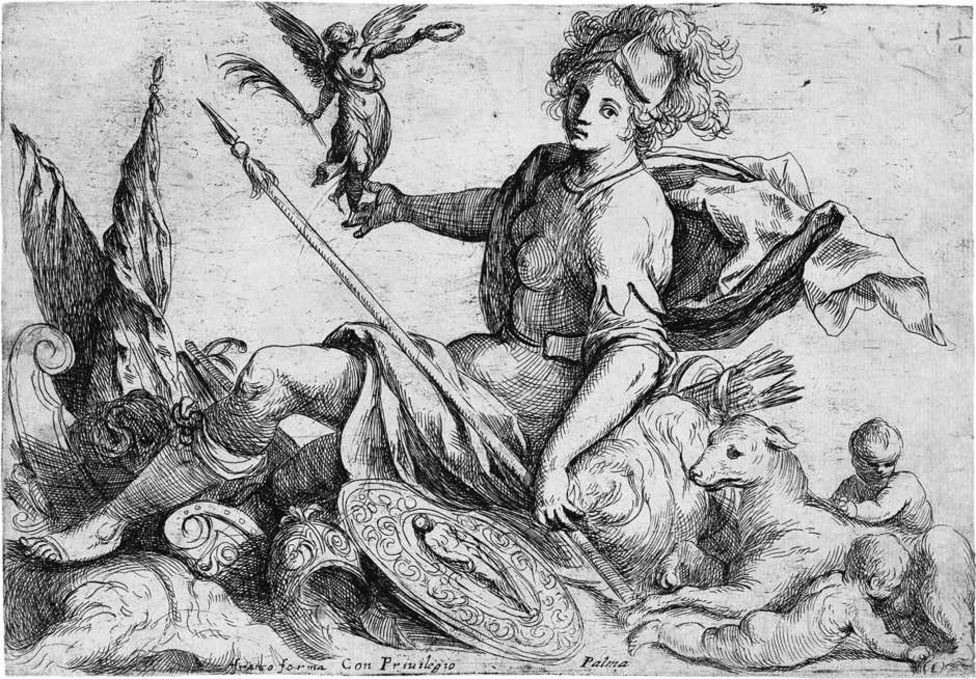 Palma, Jacopo: Die Schutzgöttin RomsDie Schutzgöttin Roms. Radierung. 16,7 x 24,1 cm. B. XVI, S.