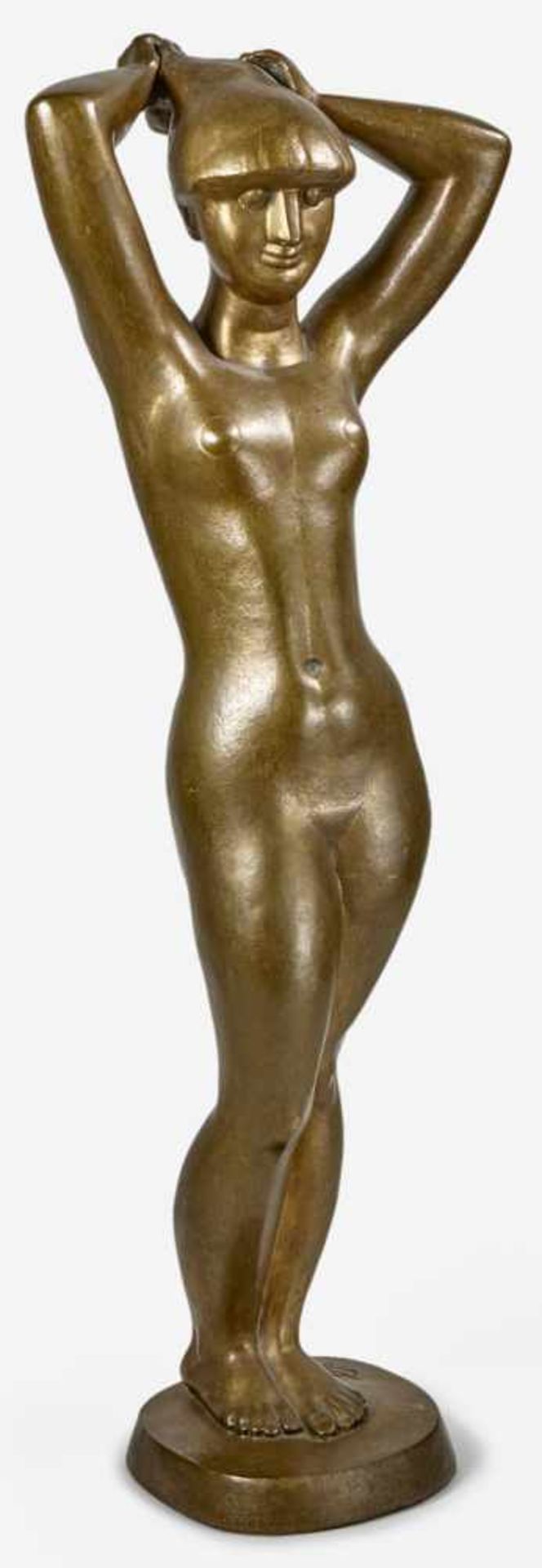 Ewel, Gerd: EvaEvaBronze mit goldbrauner Patina. 1965.51 x 18 x 10 cm.Auf der Bronzeplinthe rechts